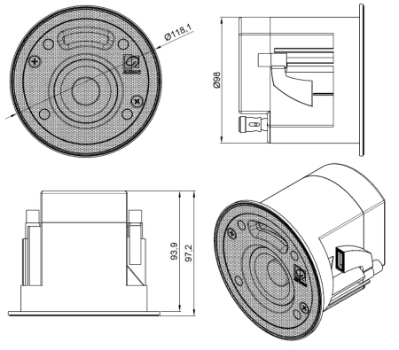 AUDAC CELO2D, широкополосная, потолочная акустическая система